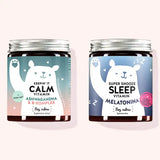 Zestaw "Duet na spokojny sen" 2 składający się z Super Snooze Sleep witamin i Keepin’ it Calm witamin z Ashwagandha, Witamina B1, Witamina B2, Witamina B6, Witamina B12, Melatonina, Ekstrakt z męczennicy.