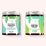 Duo dla skóry z niedoskonałościami by Bears with Benefits składa się z Hey Flawless Youth Vitamins z ceramidami oraz All Clear My Dear Vitamins z olejem z nasion konopi.