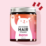 Puszka Ah-mazing Hair Vitamins z biotyną od Bears with Benefits dla pięknych, pełnych włosów i paznokci.