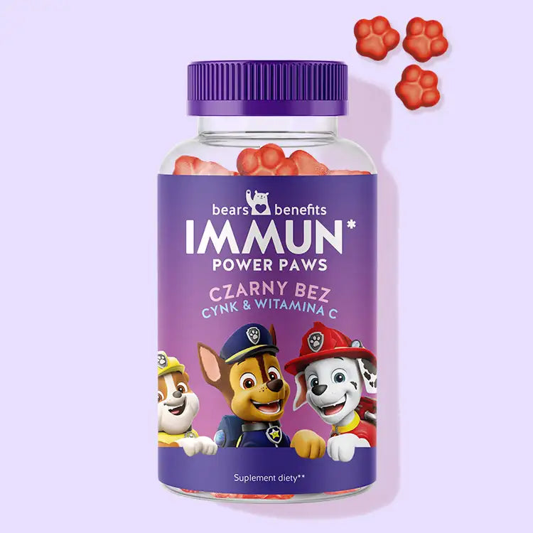 To zdjęcie przedstawia puszkę produktu Immune Power Paws with Elderberry firmy Bears with Benefits.