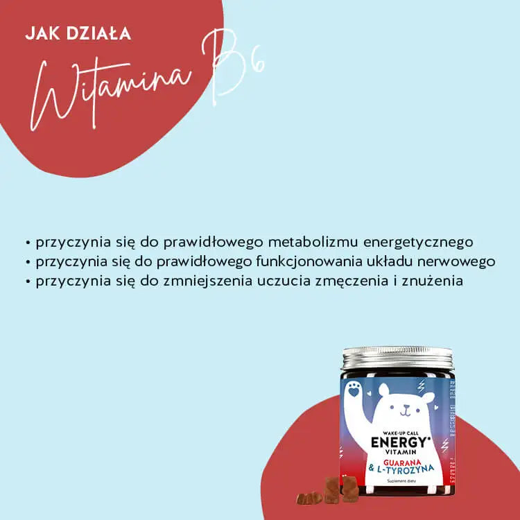 Tak właśnie działają witaminy Wake-Up Call Energy z guaraną: przyczyniają się do prawidłowego metabolizmu energetycznego, przyczyniają się do prawidłowego funkcjonowania układu nerwowego oraz pomagają zmniejszyć zmęczenie i znużenie.