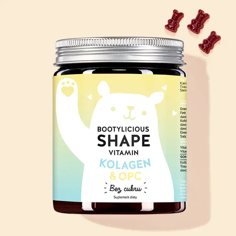 Puszka Bootylicious Shape Vitamins z kolagenem i OPC od Bears with Benefits dla silnej tkanki łącznej.