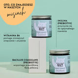 Te składniki i substancje odżywcze znajdują się w One in a Billion Gut witaminach Bears with Benefits: Bacillus Coagulans (Probiotyk), Inulina (Prebiotyk) i Witamina B6