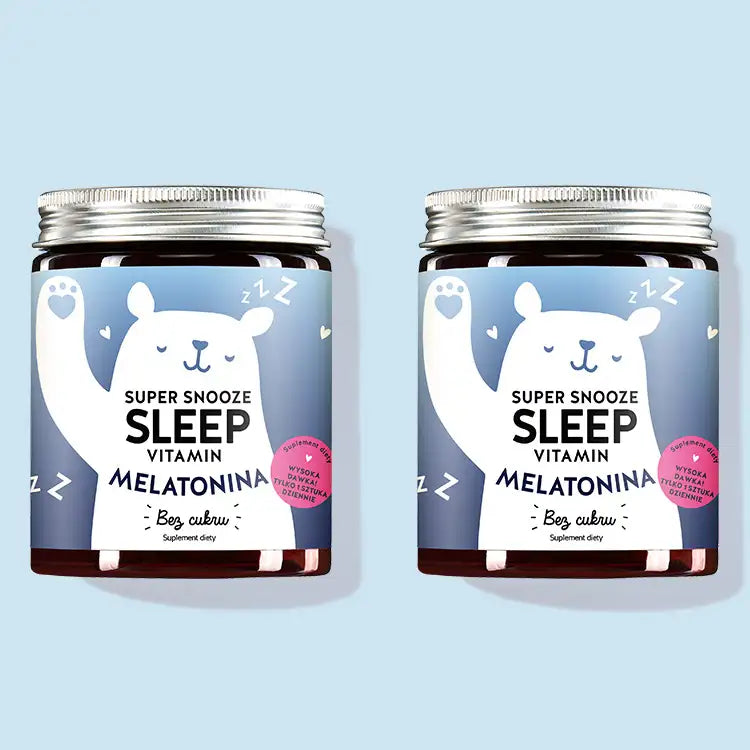 Super Snooze Sleep Vitamins with Melatonin od Bears with Benefits jako 4-miesięczna kuracja.