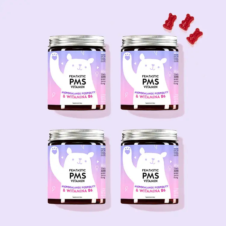 Femtastic PMS Vitamins with Monk's Pepper firmy Bears with Benefits jako 4-miesięczna kuracja.