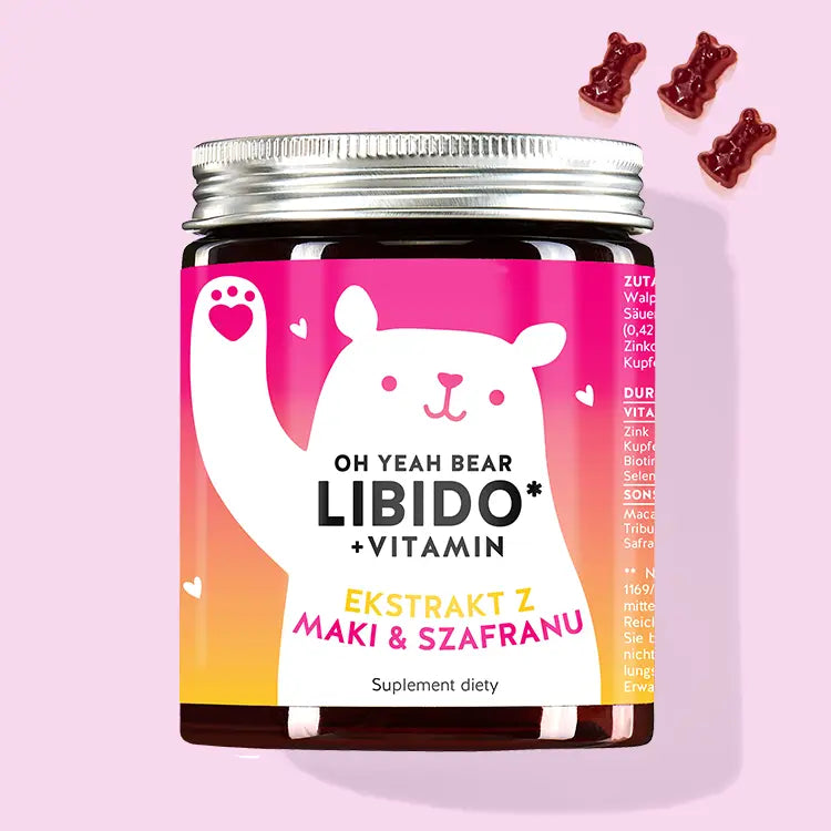Zdjęcie przedstawia puszkę produktu Oh Yeah Bear Libido Vitamin with Maca and Saffron Extract firmy Bears with Benefits.