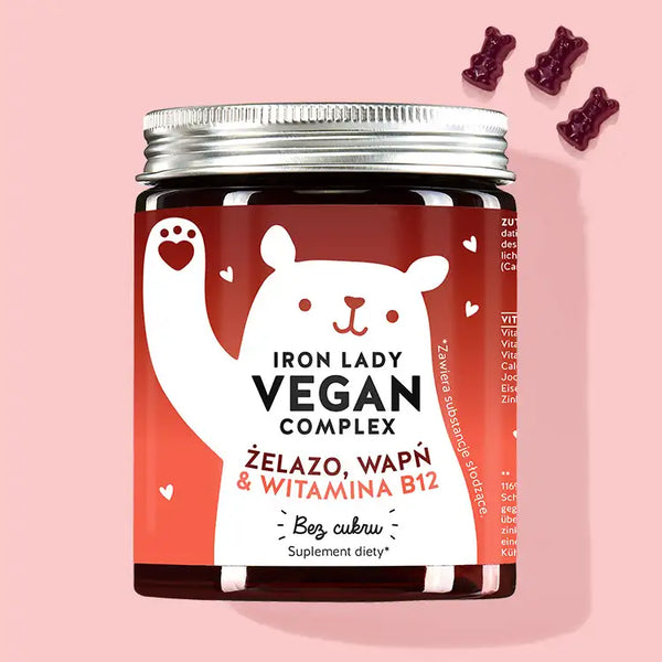 Zdjęcie przedstawia puszkę produktu Iron Lady Vegan with Iron firmy Bears with Benefits.