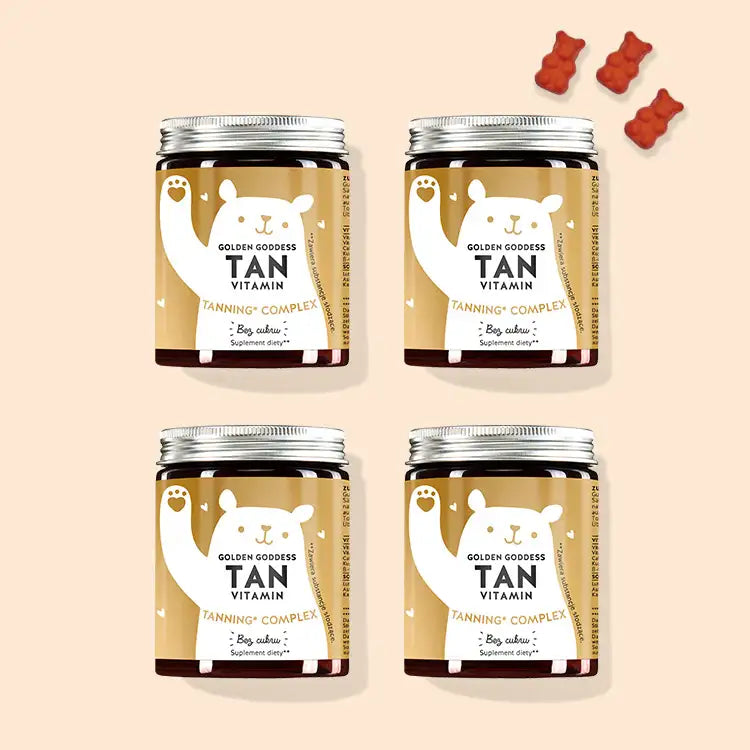 Golden Goddess Tan Vitamins with Beta Carotene od Bears with Benefits jako 4-miesięczna kuracja.